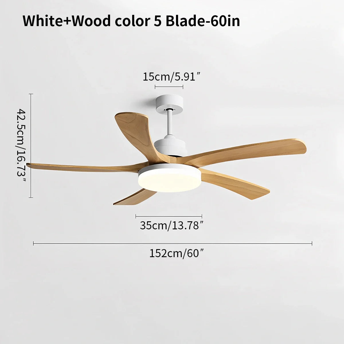 Eloer High Wind Solid Wood Ceiling Fan Light