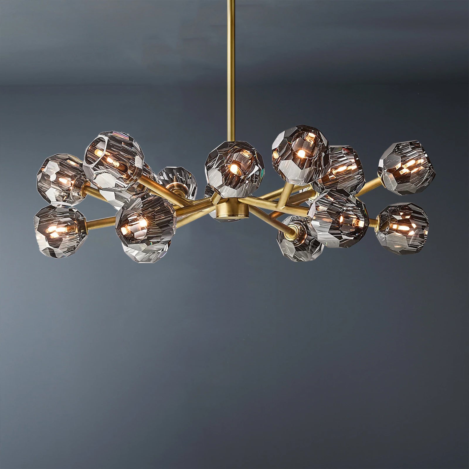 Boule De Crystal Ball Smoky Glass Round Chandelier 36"-konalight