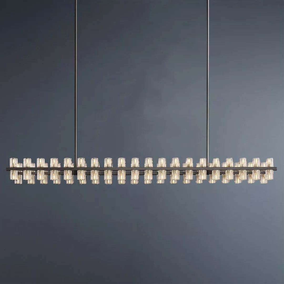 Arcachon Wine Glasses Led Rectangular Crystal Chandelier 72"-konalight