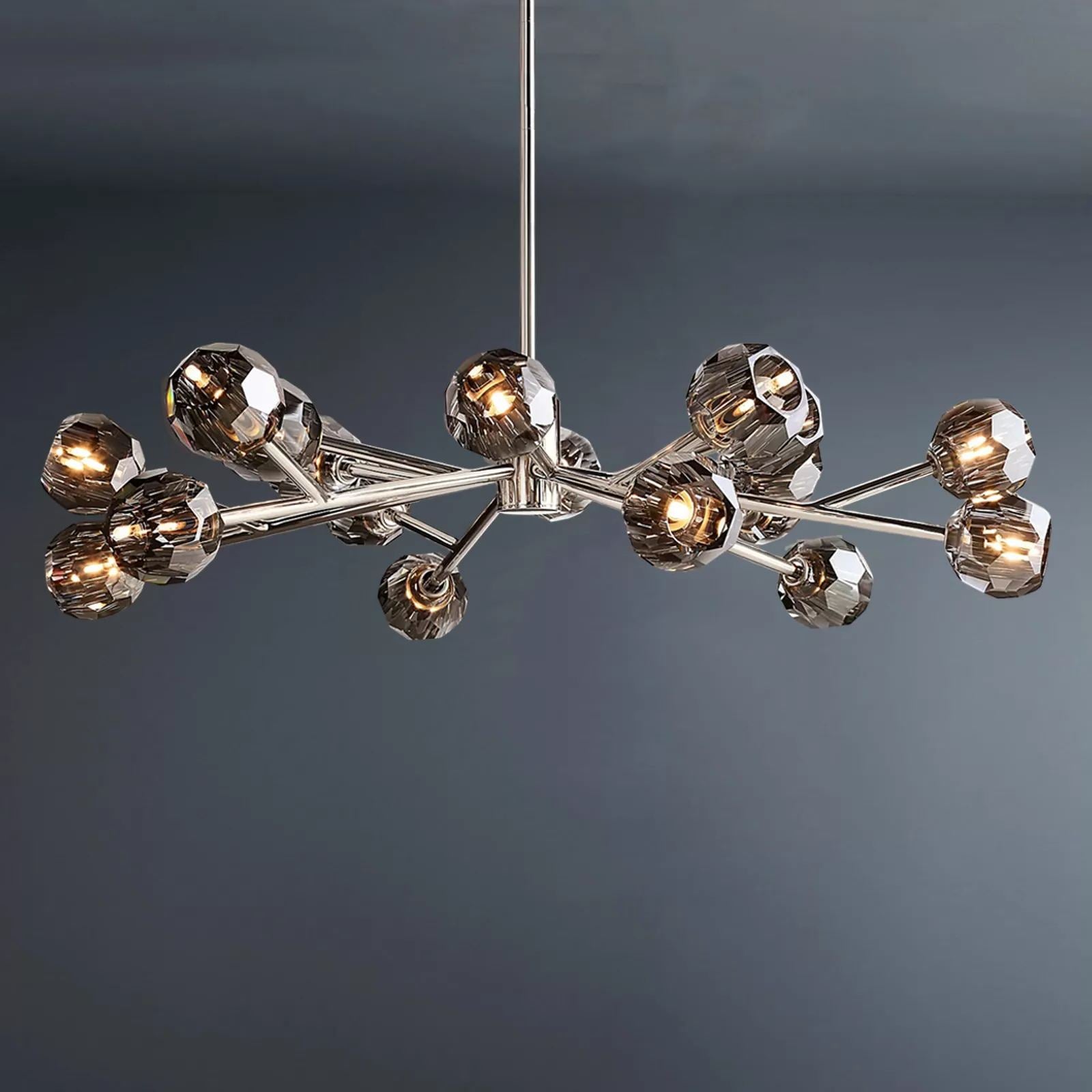 Boule De Crystal Ball Smoke Glass Round Chandelier 48"