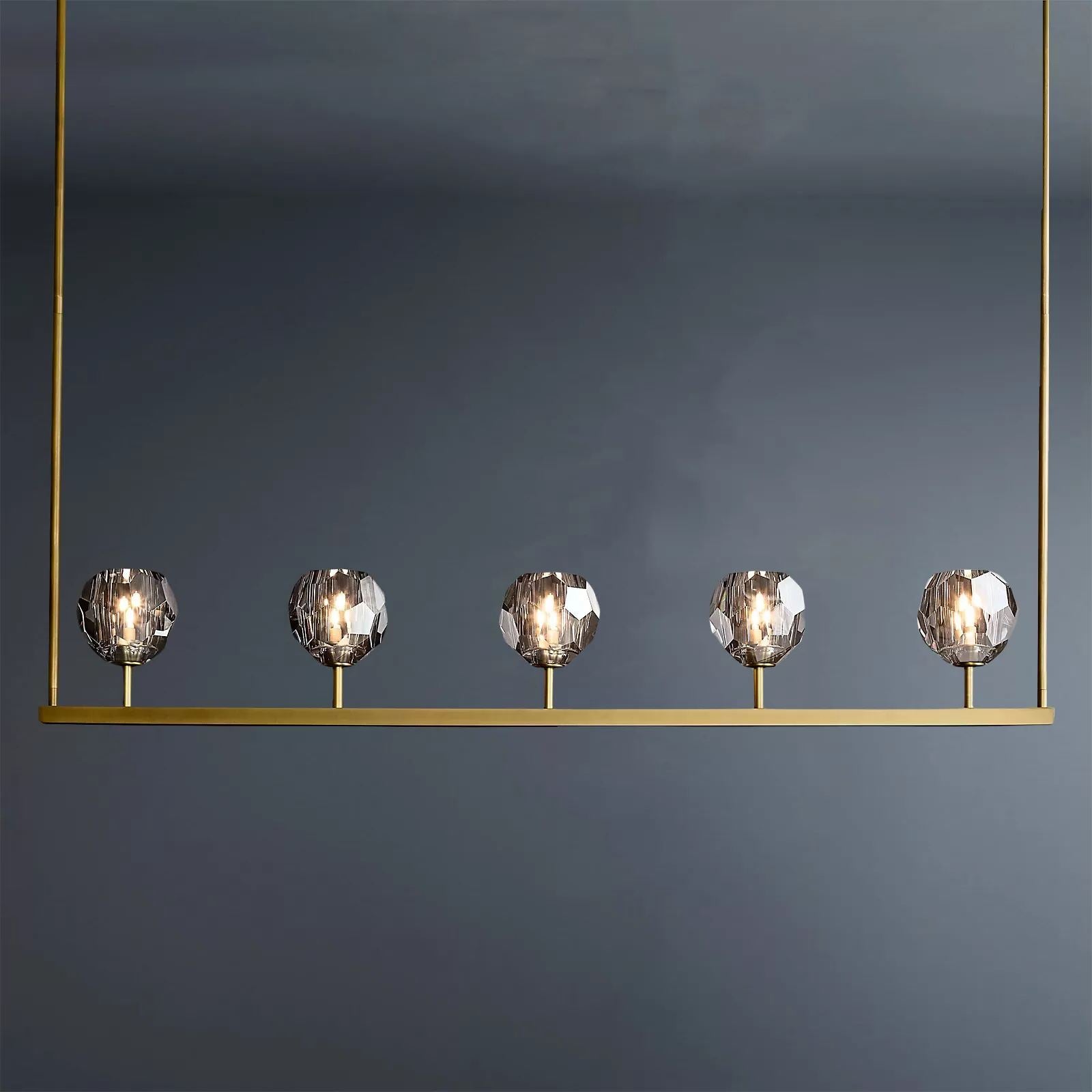 Boule De Crystal Ball Clear/Smoke Glass Linear Chandelier 48"