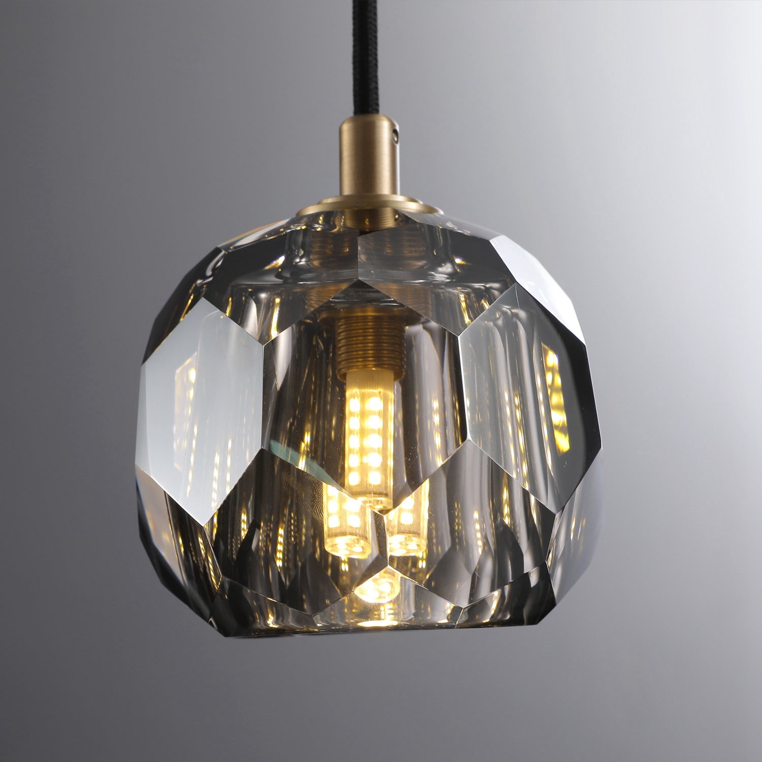 Boule De Clear/Smoke Glass Cord Pendant Light-konalight