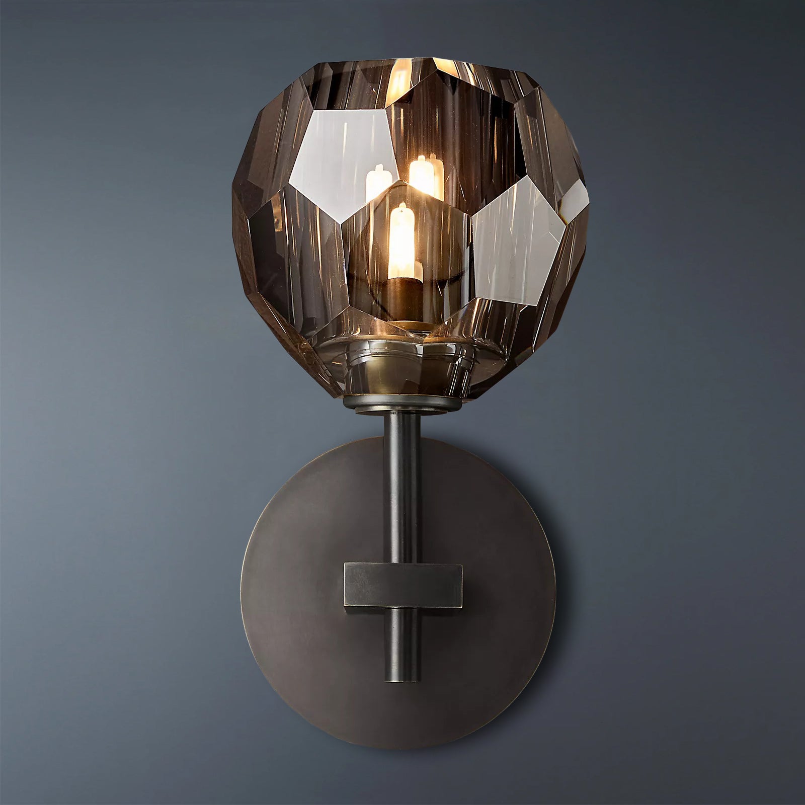 Elegant Crystal Ball Brass Wall Sconce - Modern Clear/Smoke Glass Light Fixture