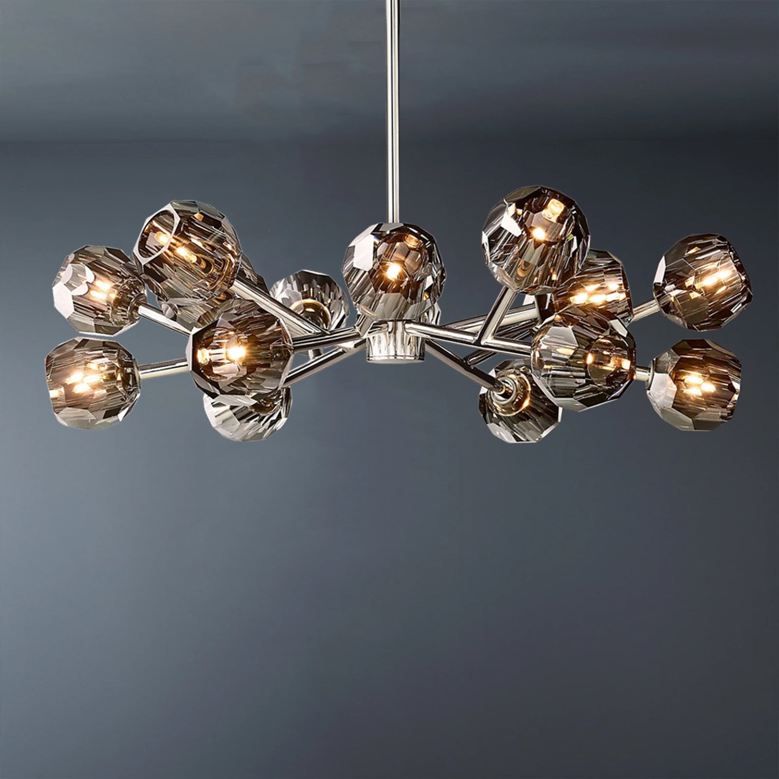 Boule De Crystal Ball Smoky Glass Round Chandelier 36"-konalight