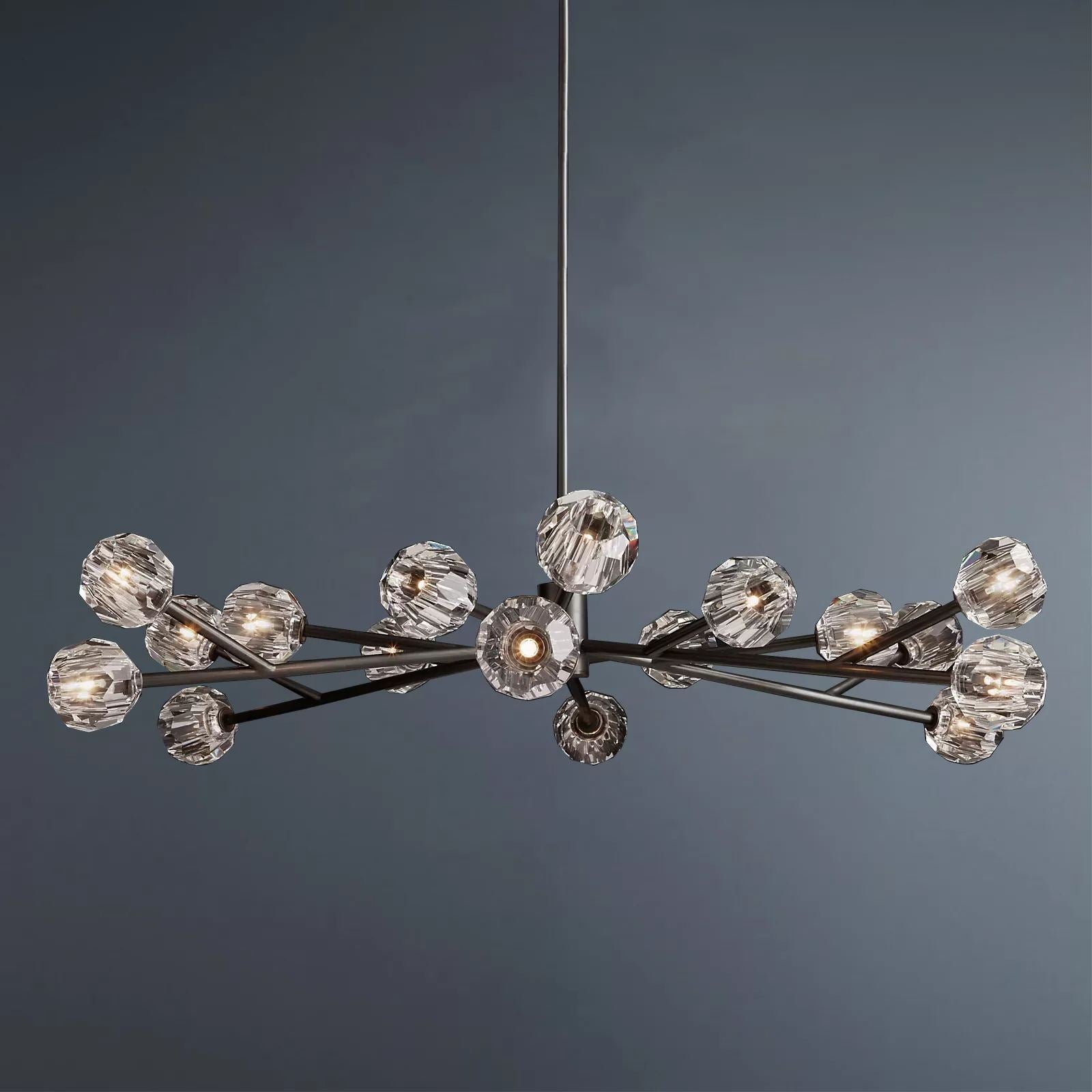 Boule De Crystal Ball Clear Glass Round Chandelier 60"-konalight