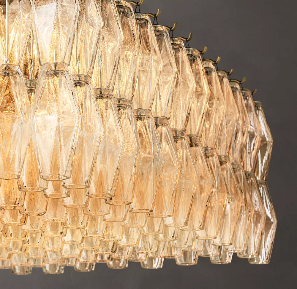 Luxurious 74-inch Mia Glass Rectangular Chandelier for Elegant Dining Rooms