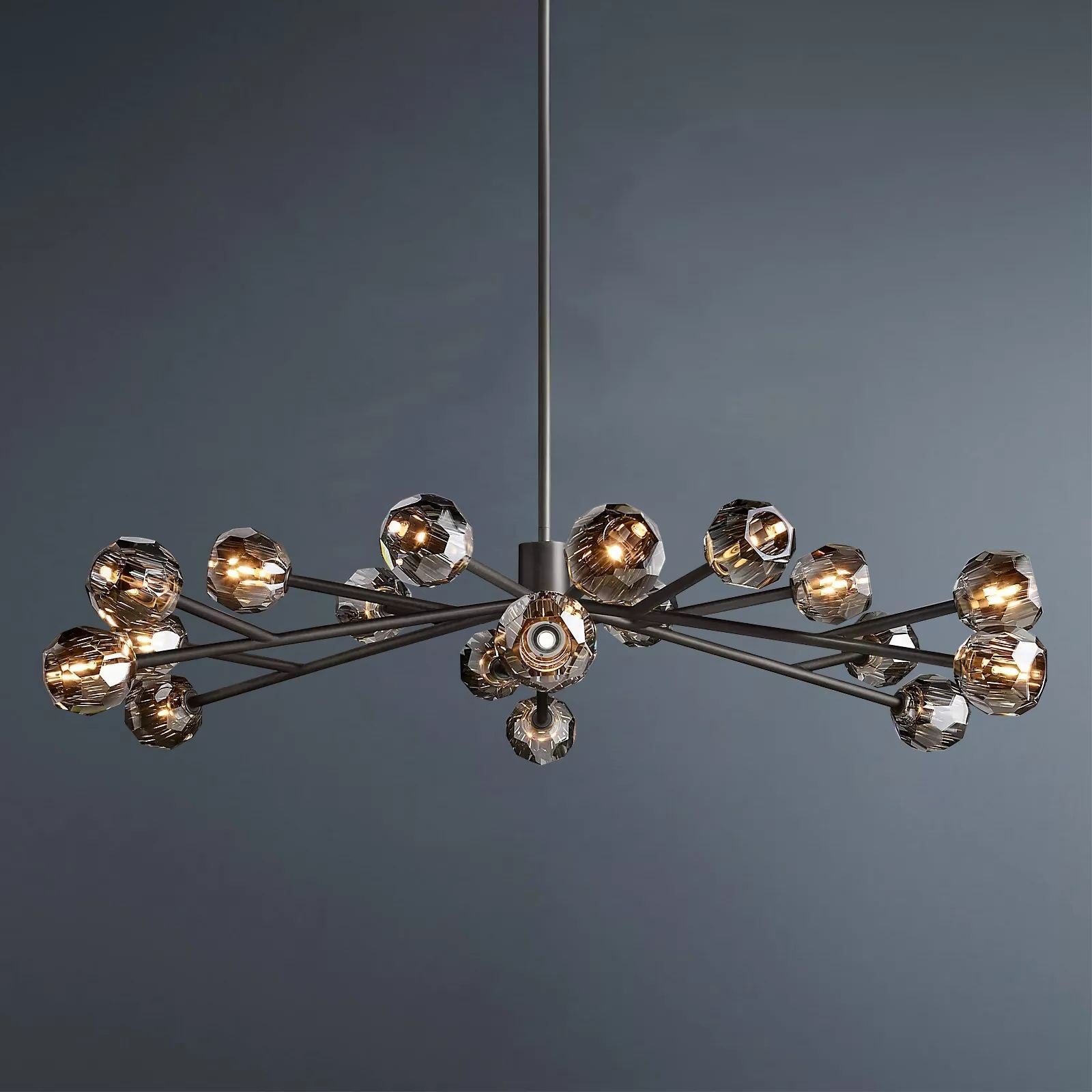 Boule De Crystal Ball Smoke Glass Round Chandelier 60"-konalight