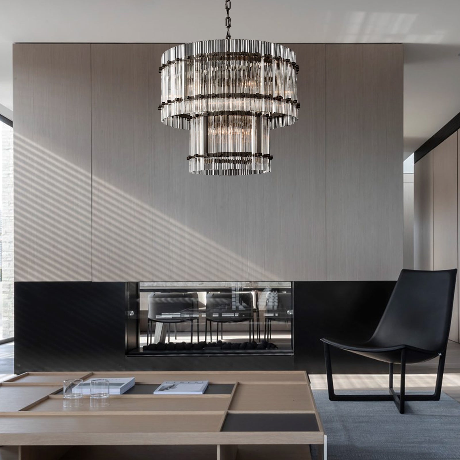 San Modern 2-Tier Round Chandelier 22" For Living Room-konalight