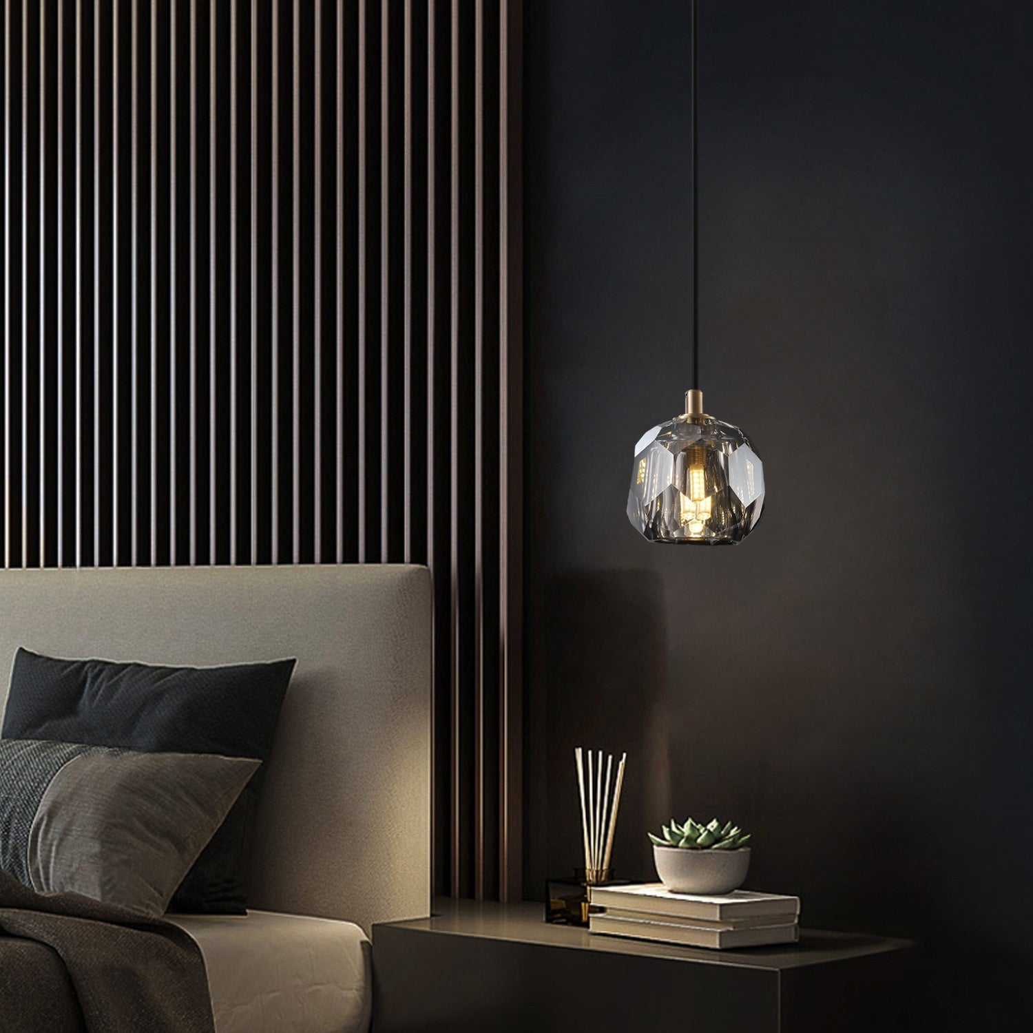 Boule De Clear/Smoke Glass Cord Pendant Light-konalight