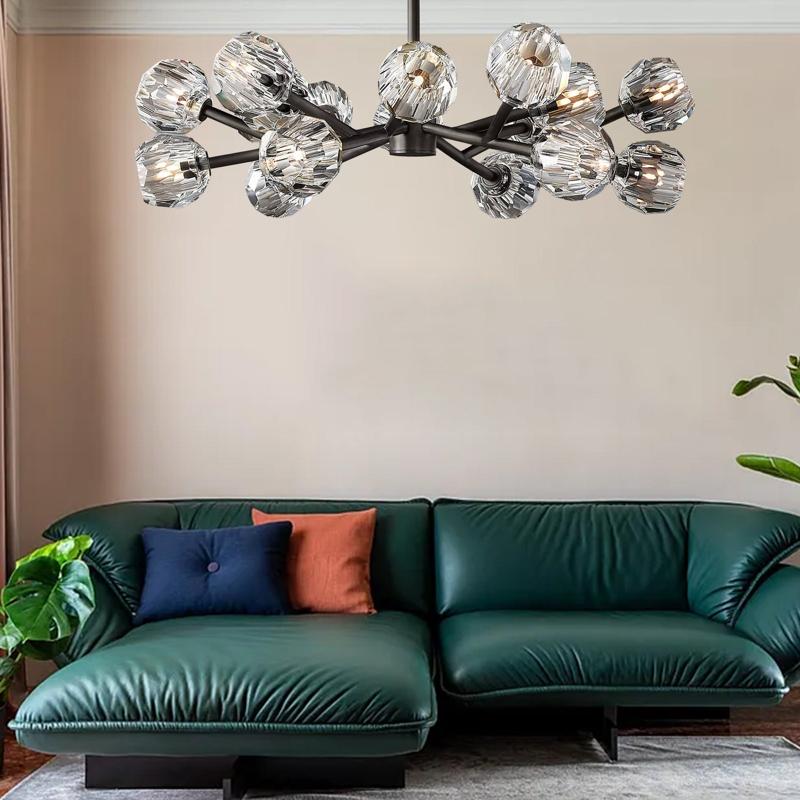 Boule De Multi-faceted Cut Clear Crystal Ball Chandelier 18-Light 36"