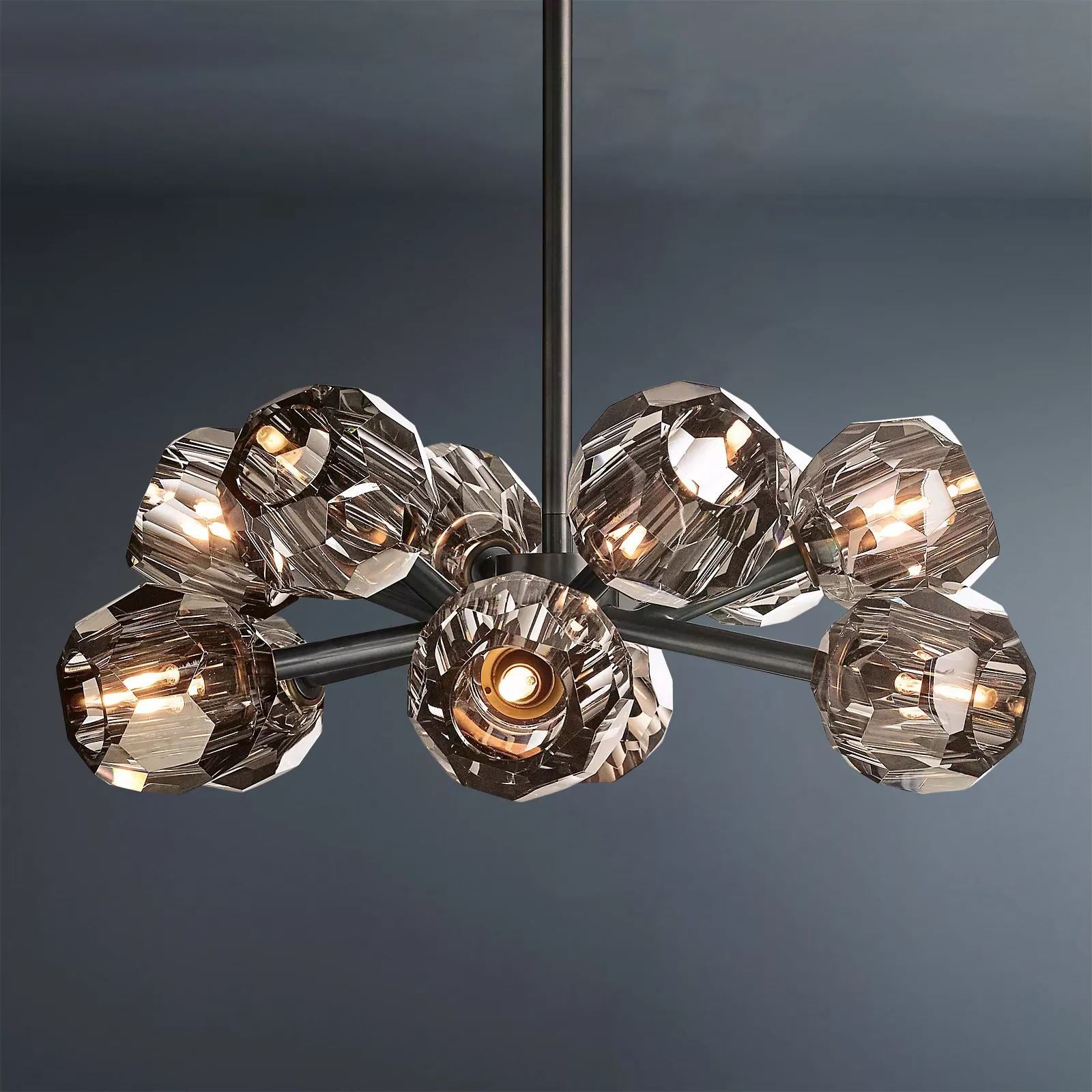 Boule De Crystal Ball Smoke Glass Round Chandelier 24"-konalight