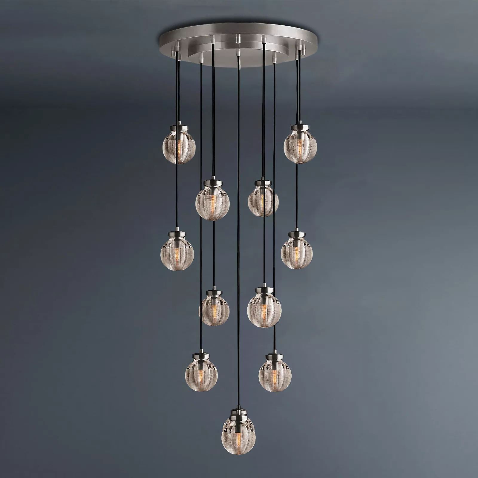 Pearly Round Chandelier Vintage Light Fixture 22"-konalight