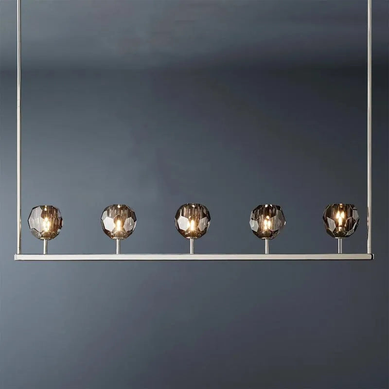 Boule De Crystal Ball Clear/Smoke Glass Linear Chandelier 48"