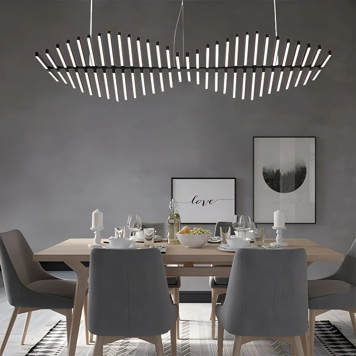 Eloer Linear Fish Bone Modeling Chandelier