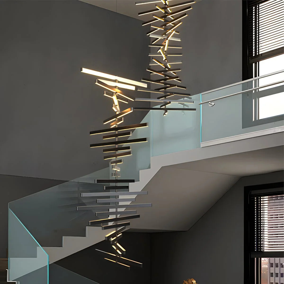Eloer Linear Fish Bone Modeling Chandelier