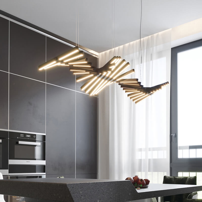 Eloer Linear Fish Bone Modeling Chandelier