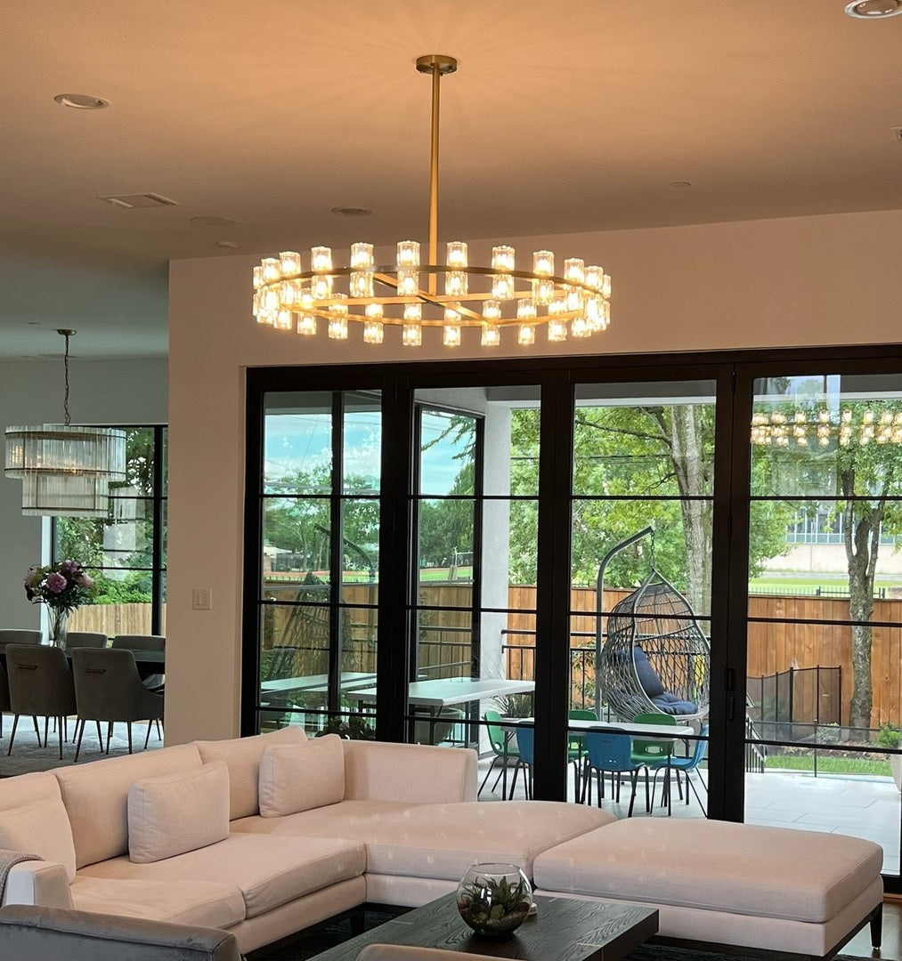 Arcachon Wine Glasses Led Round Crystal Chandelier 60"