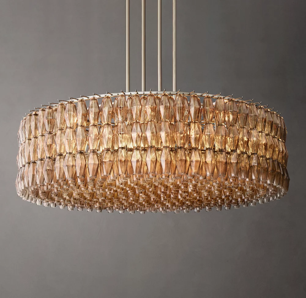 Mia Glass Round Chandelier 62" For Dinning Room