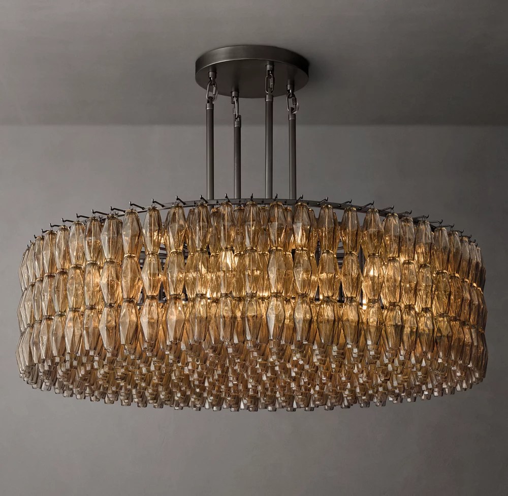 Mia Glass Round Chandelier 62" For Dinning Room