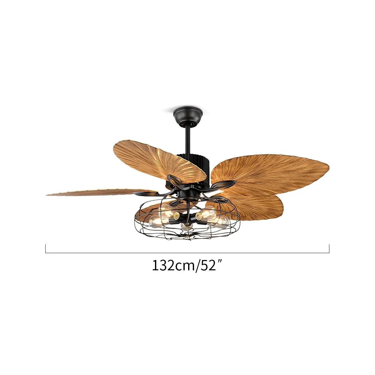 Eloer Industrial Tropical Palm Leaves Ceiling Fan Light